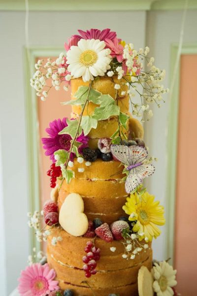 Naked Floral Wedding Custom Cake Southampton